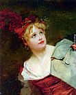 Jules Adolphe Goupil A Lady Wearing a Crimson Hat painting
